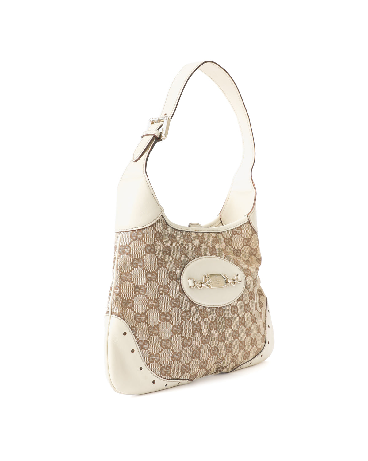 Gucci GG Beige Canvas Monogram Hobo Bag