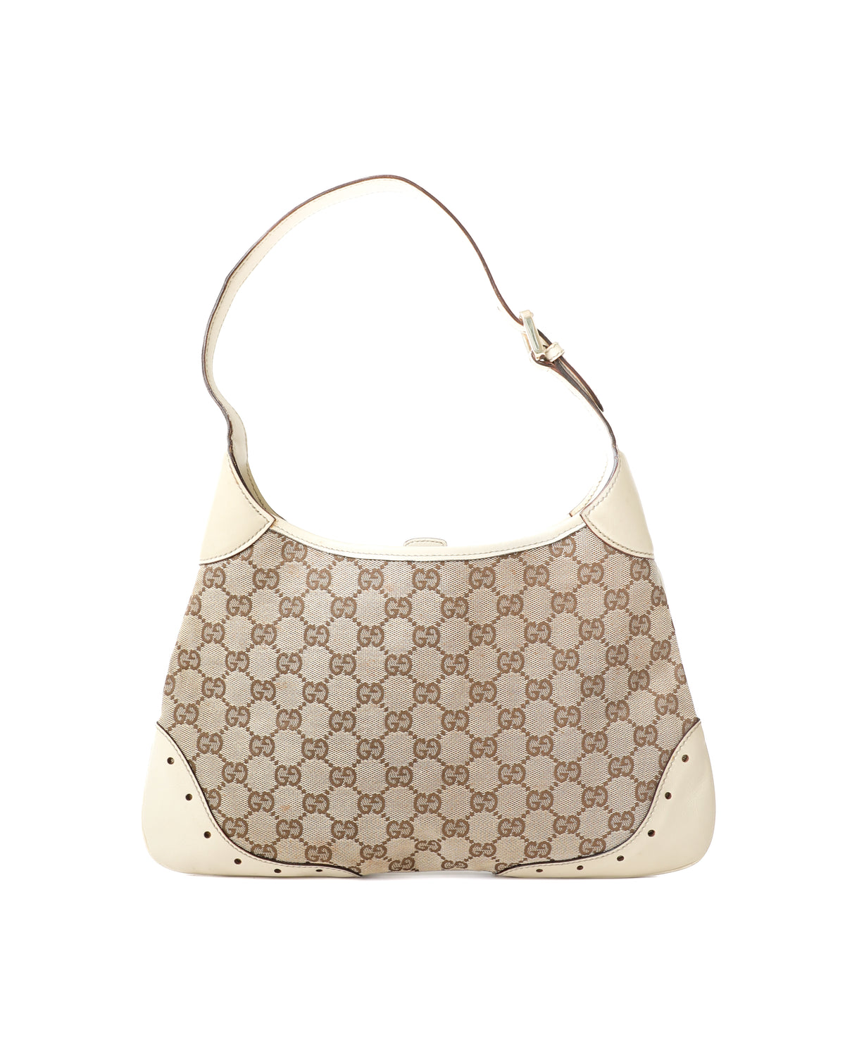 Gucci GG Beige Canvas Monogram Hobo Bag