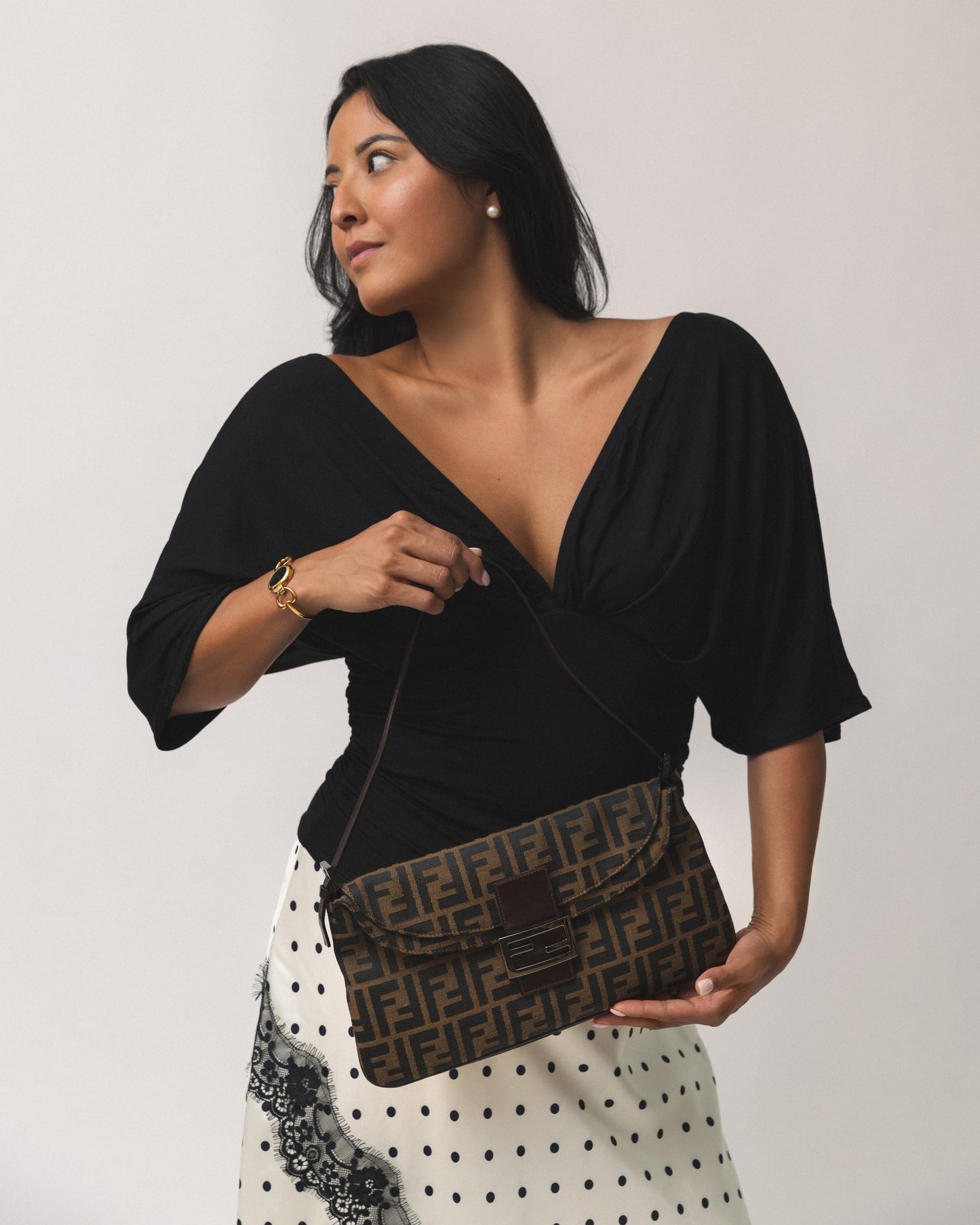 Fendi Zucca Double Flap Baguette
