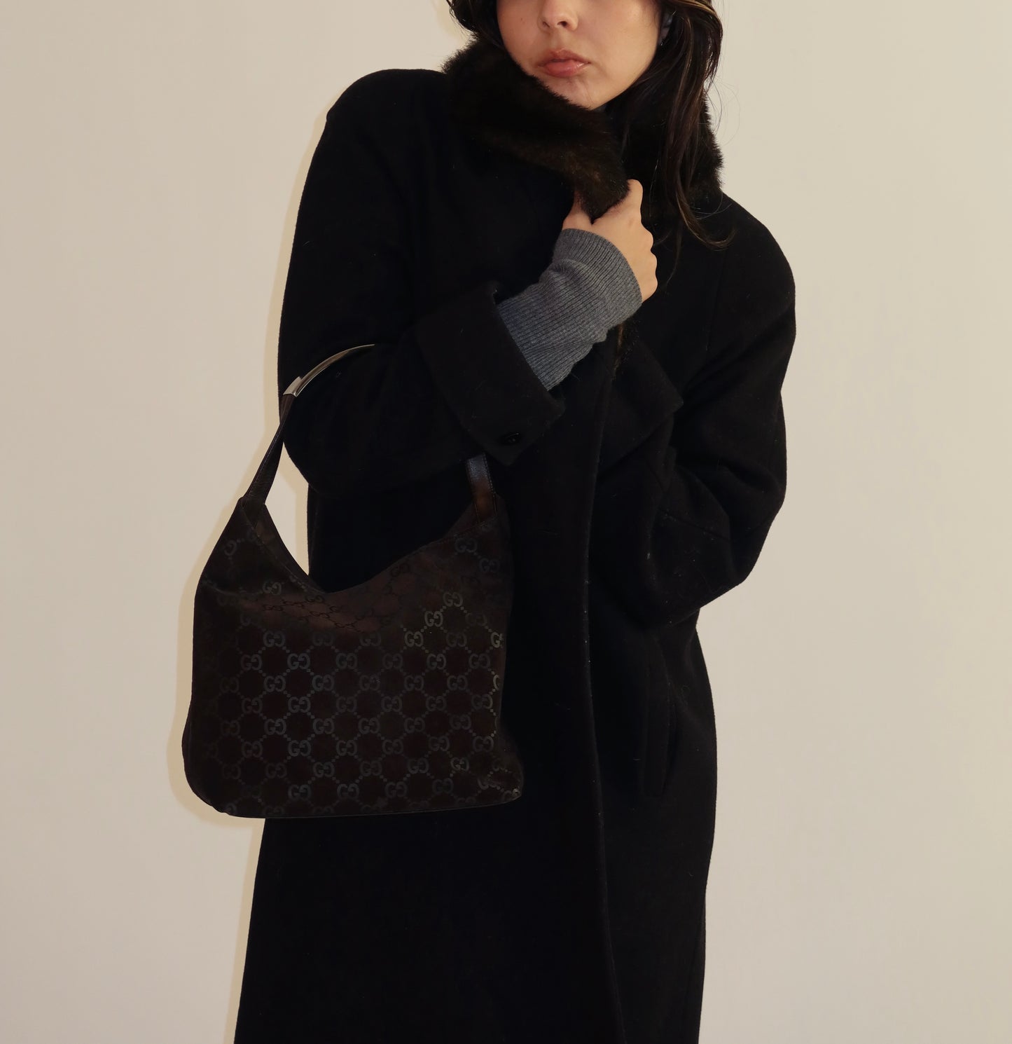 Gucci Metal Suede Brown Bag