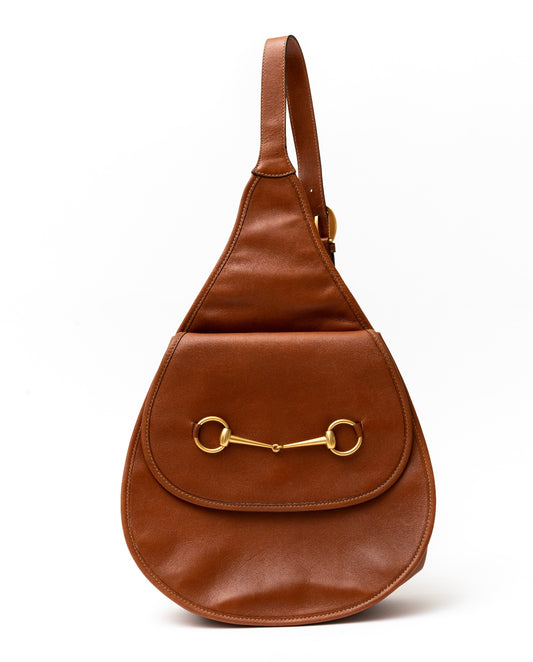 Gucci Horsebit Brown Leather Slingback Bag