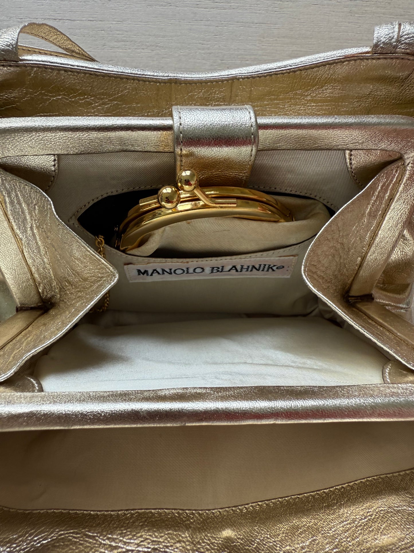 Manolo Blahnik Gold Mini Bag