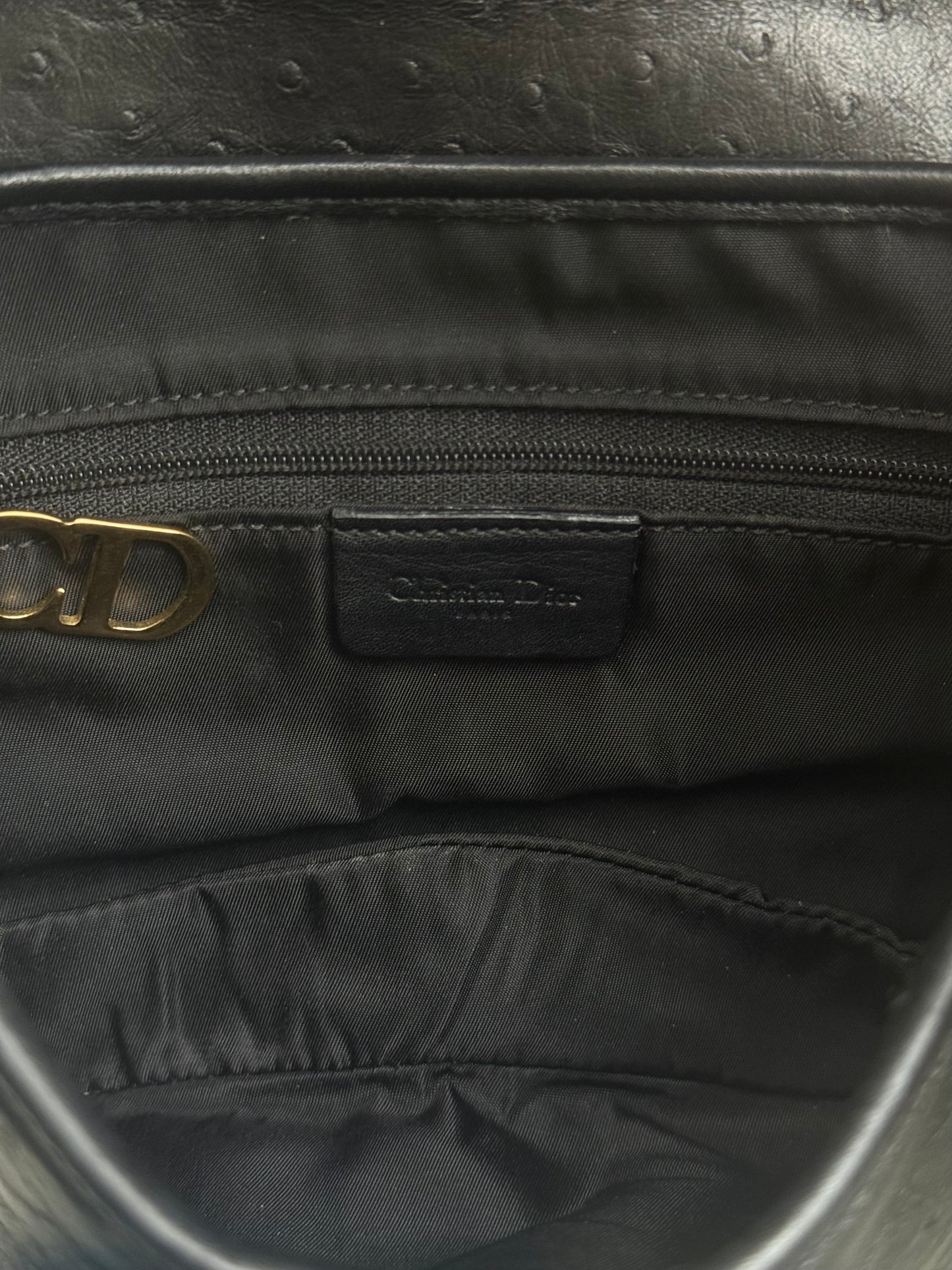 Christian Dior Ostrich Double Saddle Bag