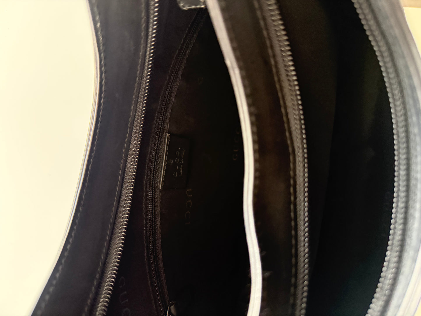 Gucci Silver Plaque Black Leather Bag