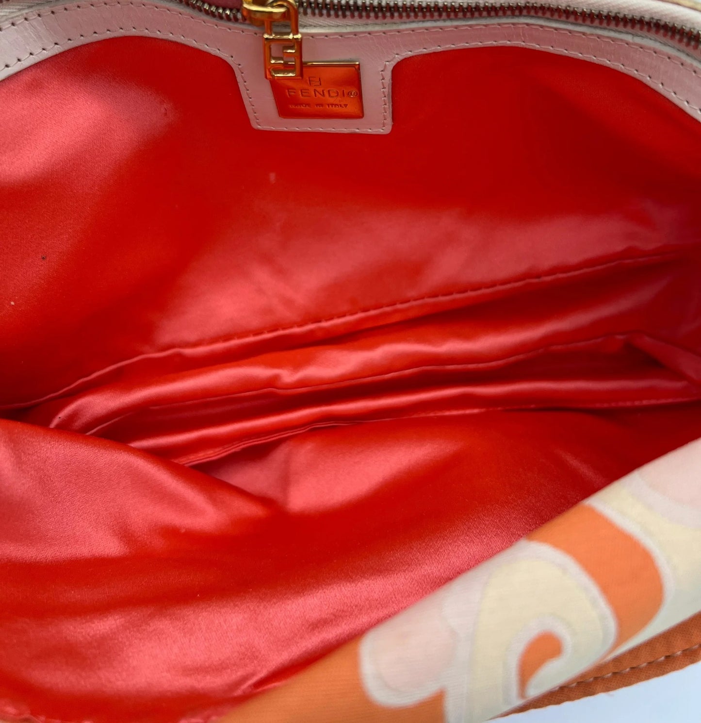 Fendi Orange Swirl Psychedelic Silk Baguette