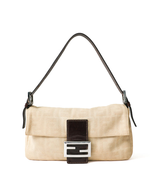 Fendi Cream Zucca Baguette