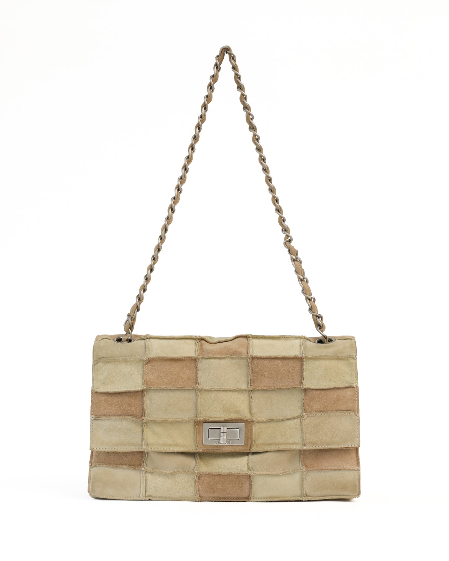 Chanel Beige Suede Patchwork 2.55 Reissue Flap Bag
