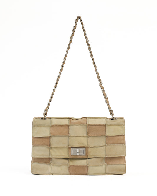 Chanel Beige Suede Patchwork 2.55 Reissue Flap Bag