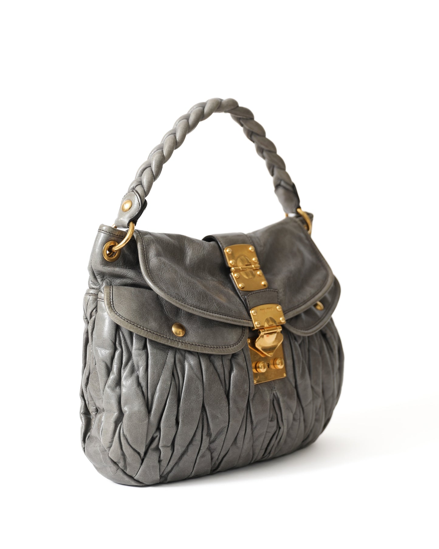 Miu Miu Vitello Gray Crossbody Bag