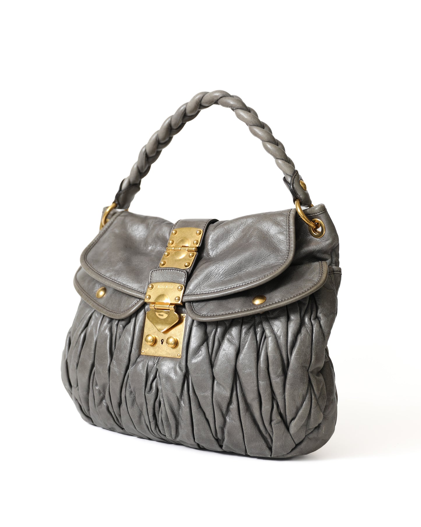 Miu Miu Vitello Gray Crossbody Bag
