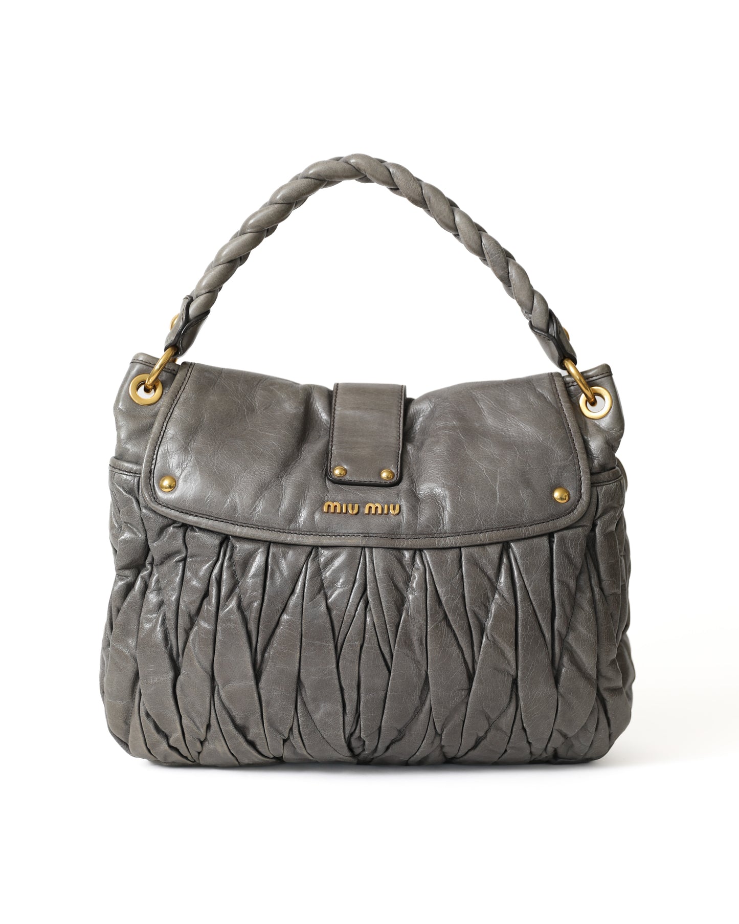 Miu Miu Vitello Gray Crossbody Bag