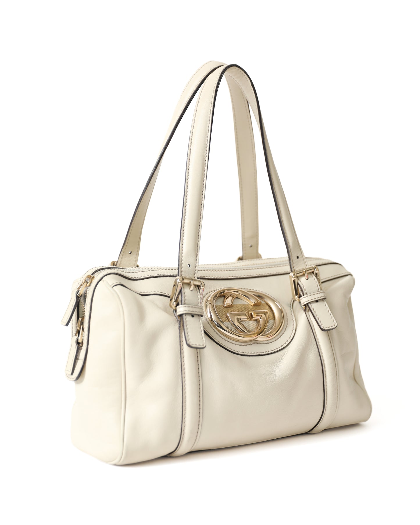 Gucci G White Leather Bag
