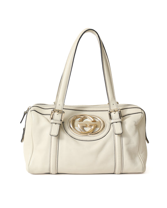 Gucci G White Leather Bag