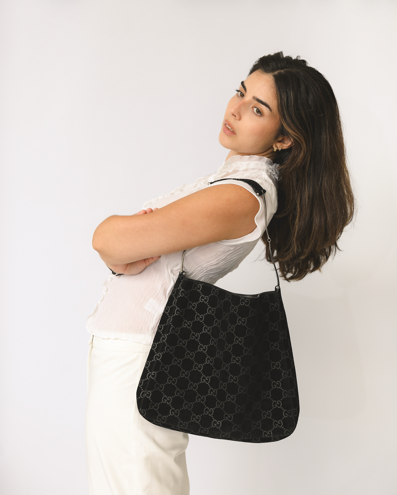RARE Gucci Tom Ford Slim Horsebit Black Suede Hobo Bag