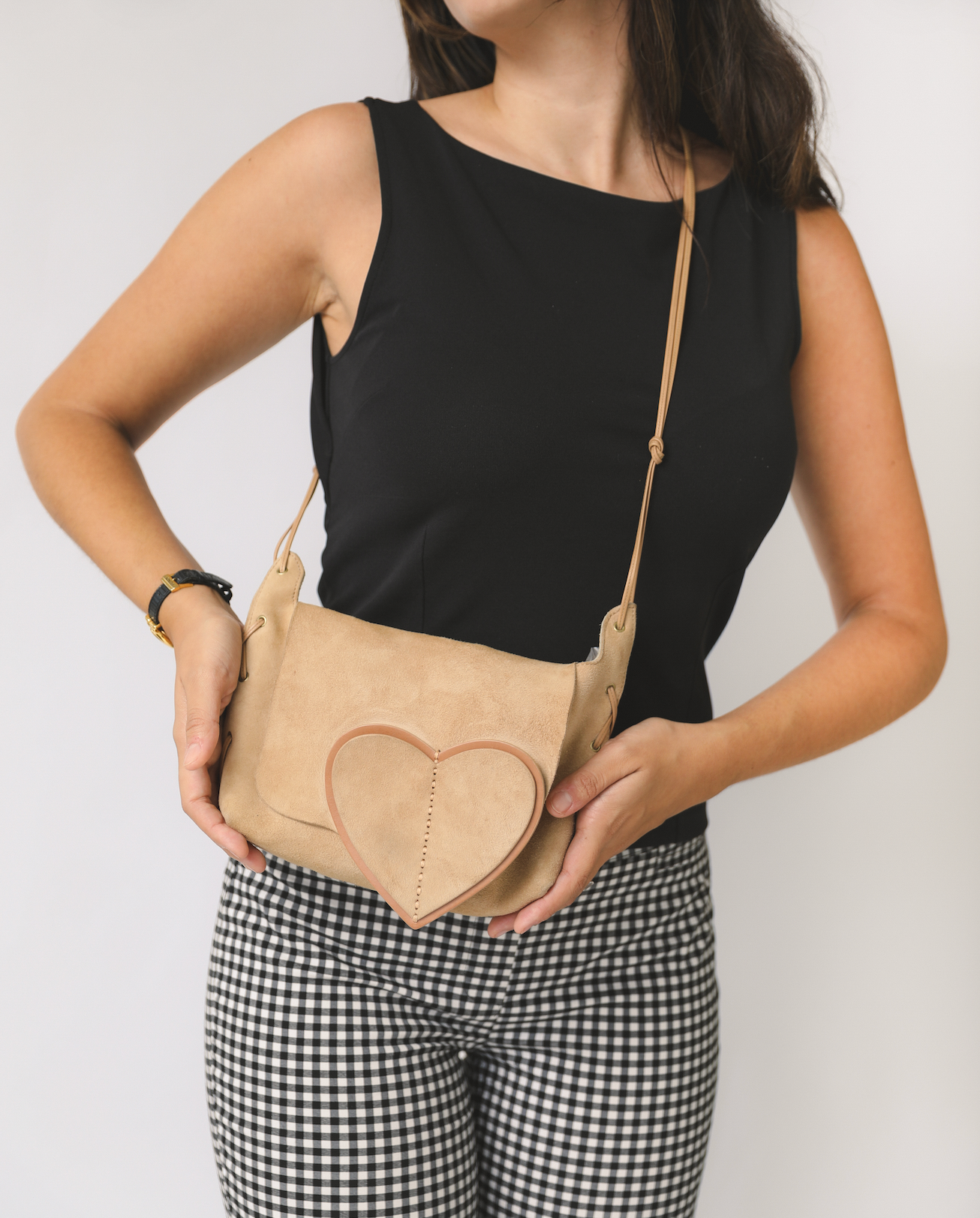 Gucci Beige Suede Heart Bag