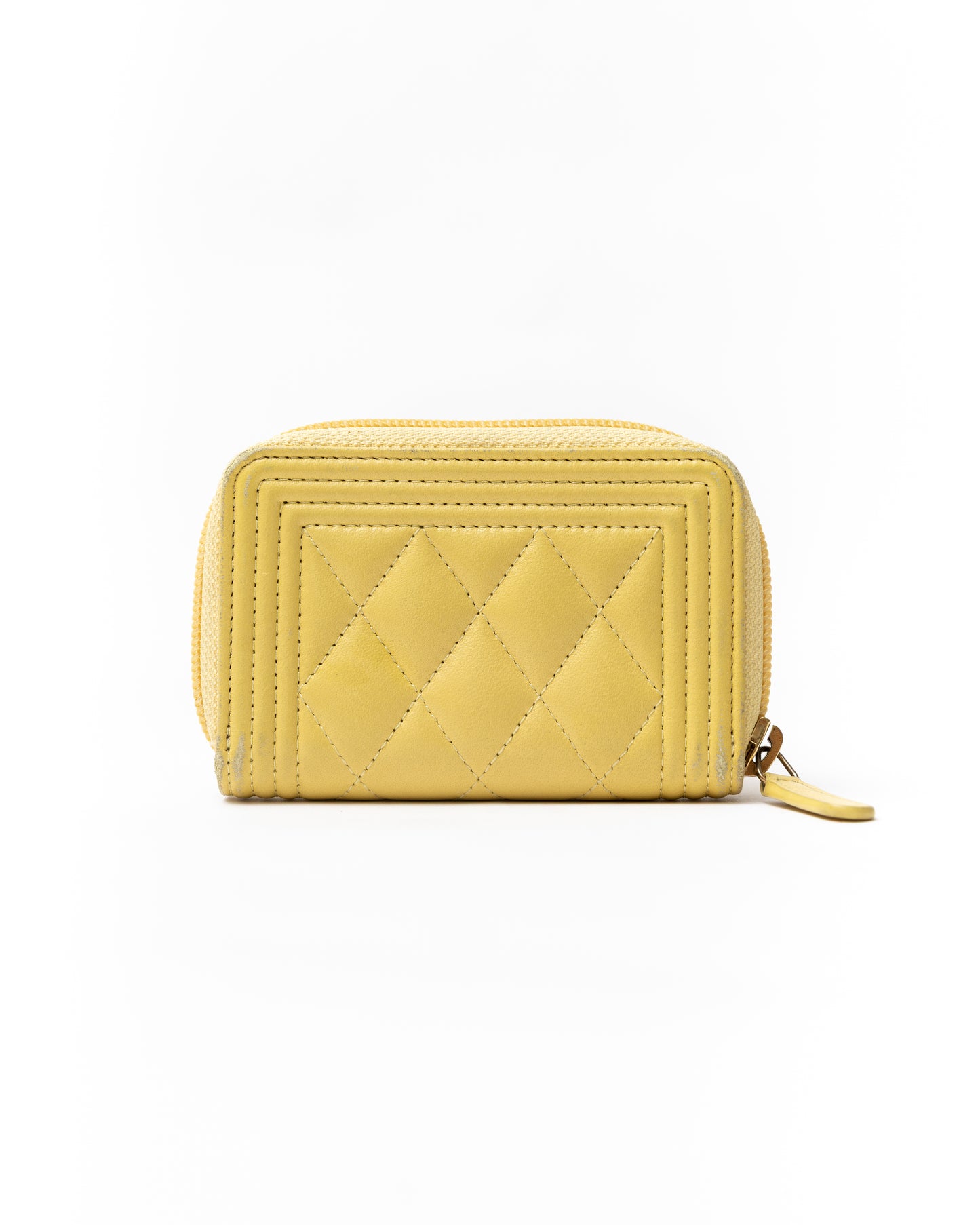 Chanel Quilted CC Yellow Wallet