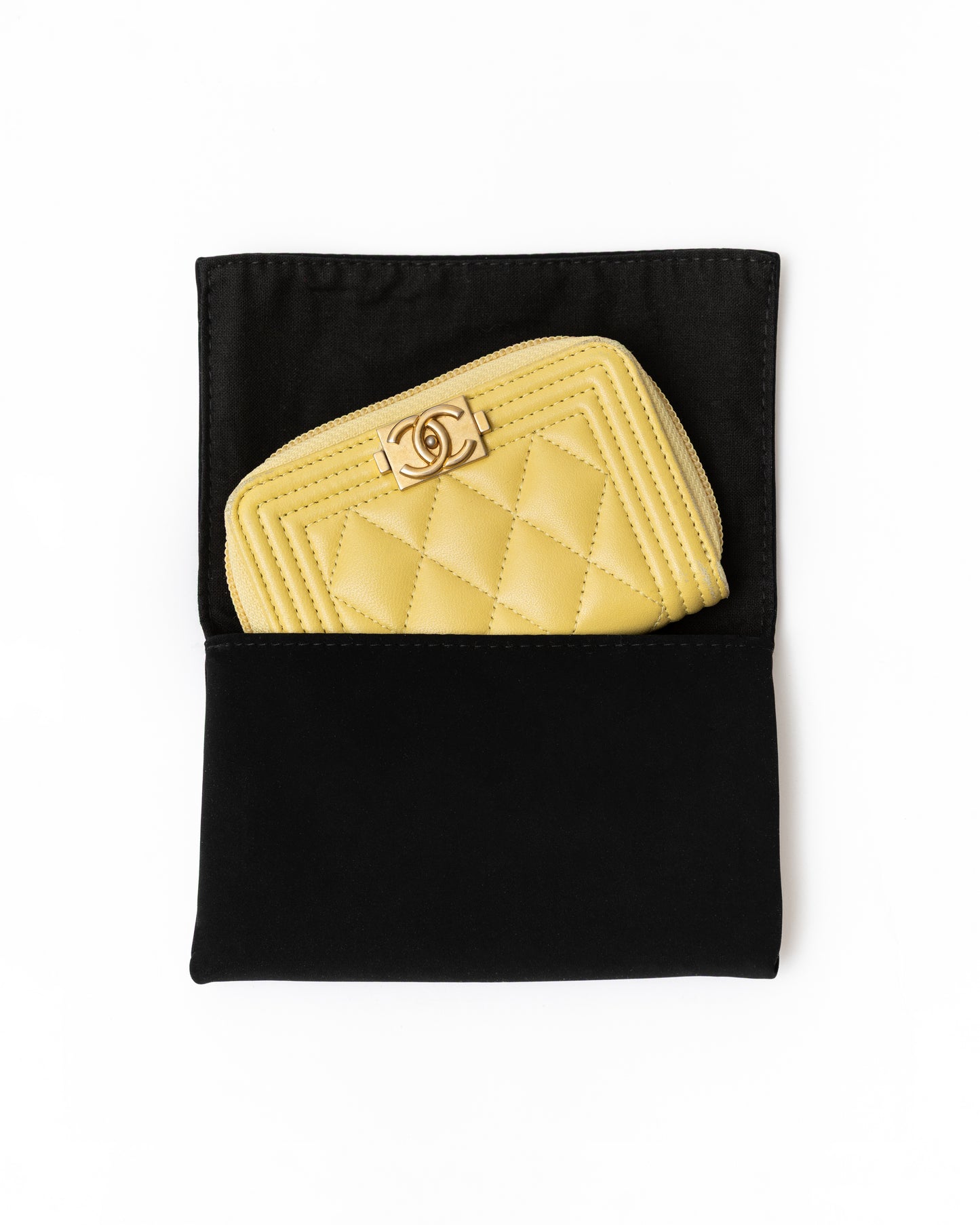 Chanel Quilted CC Yellow Wallet
