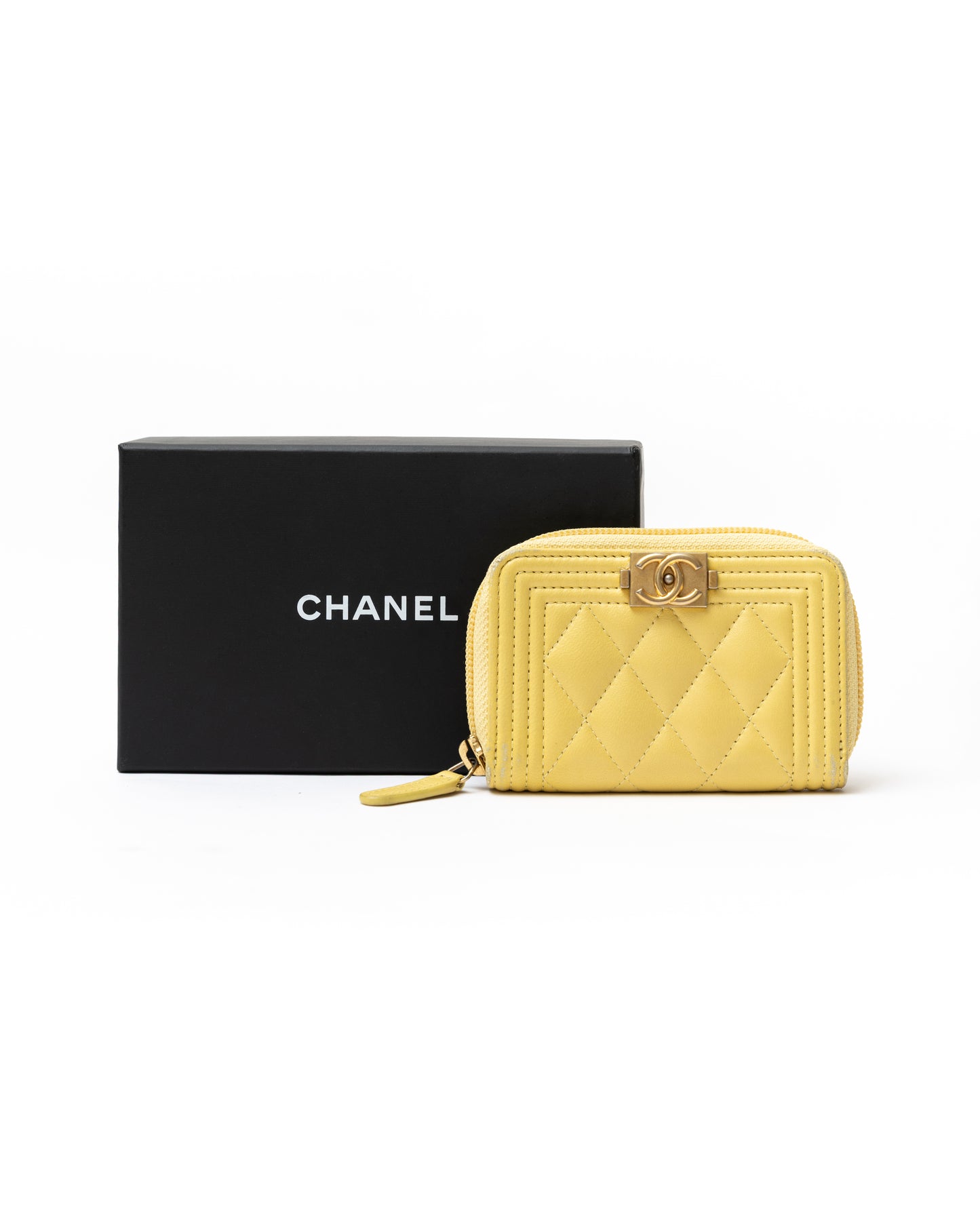 Chanel Quilted CC Yellow Wallet