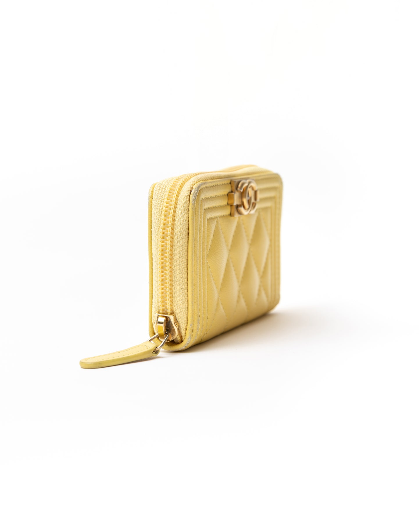 Chanel Quilted CC Yellow Wallet