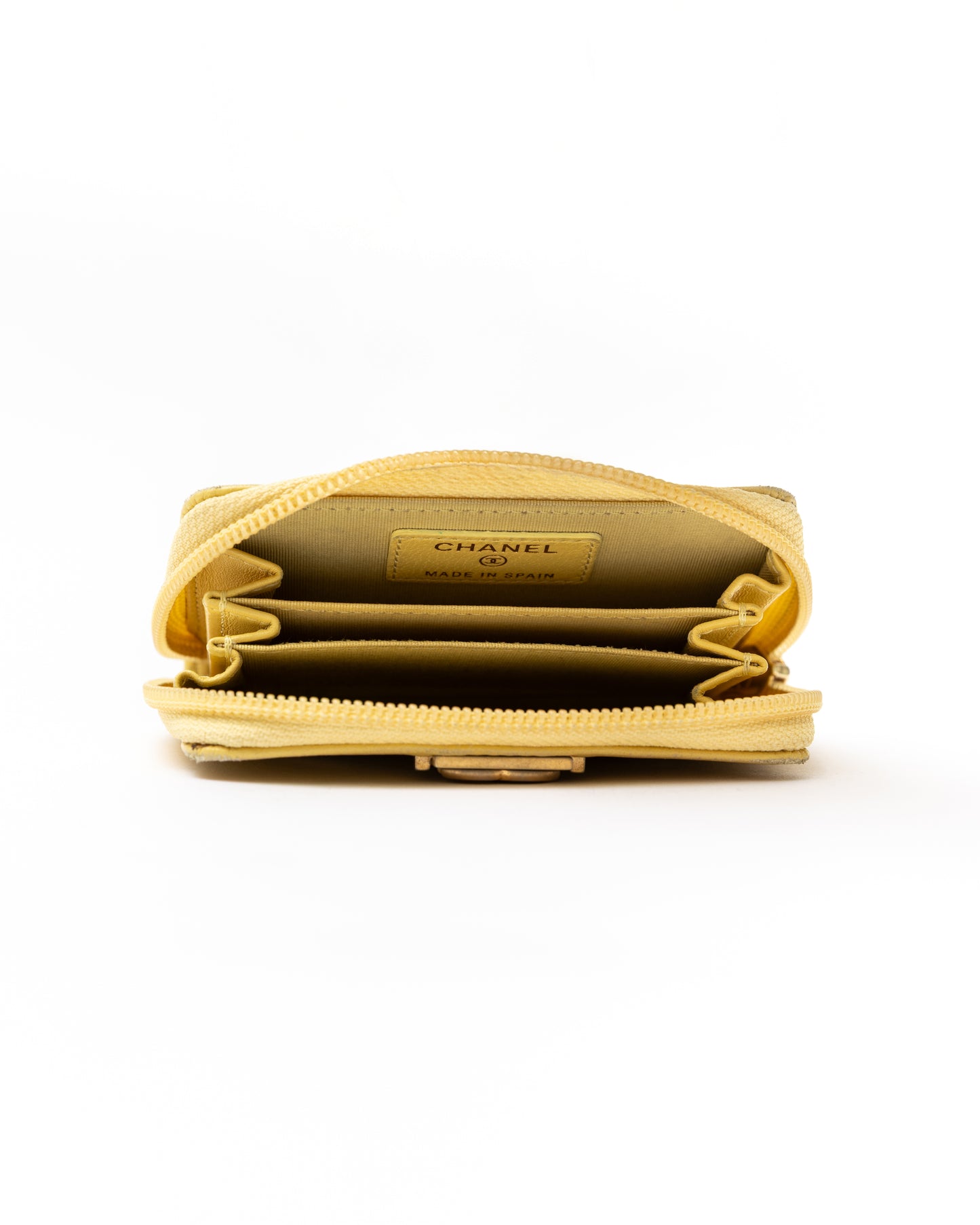Chanel Quilted CC Yellow Wallet