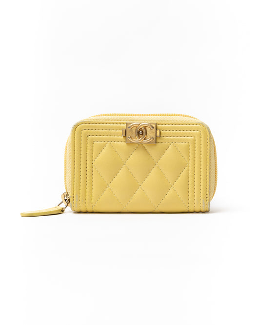 Chanel Quilted CC Yellow Wallet