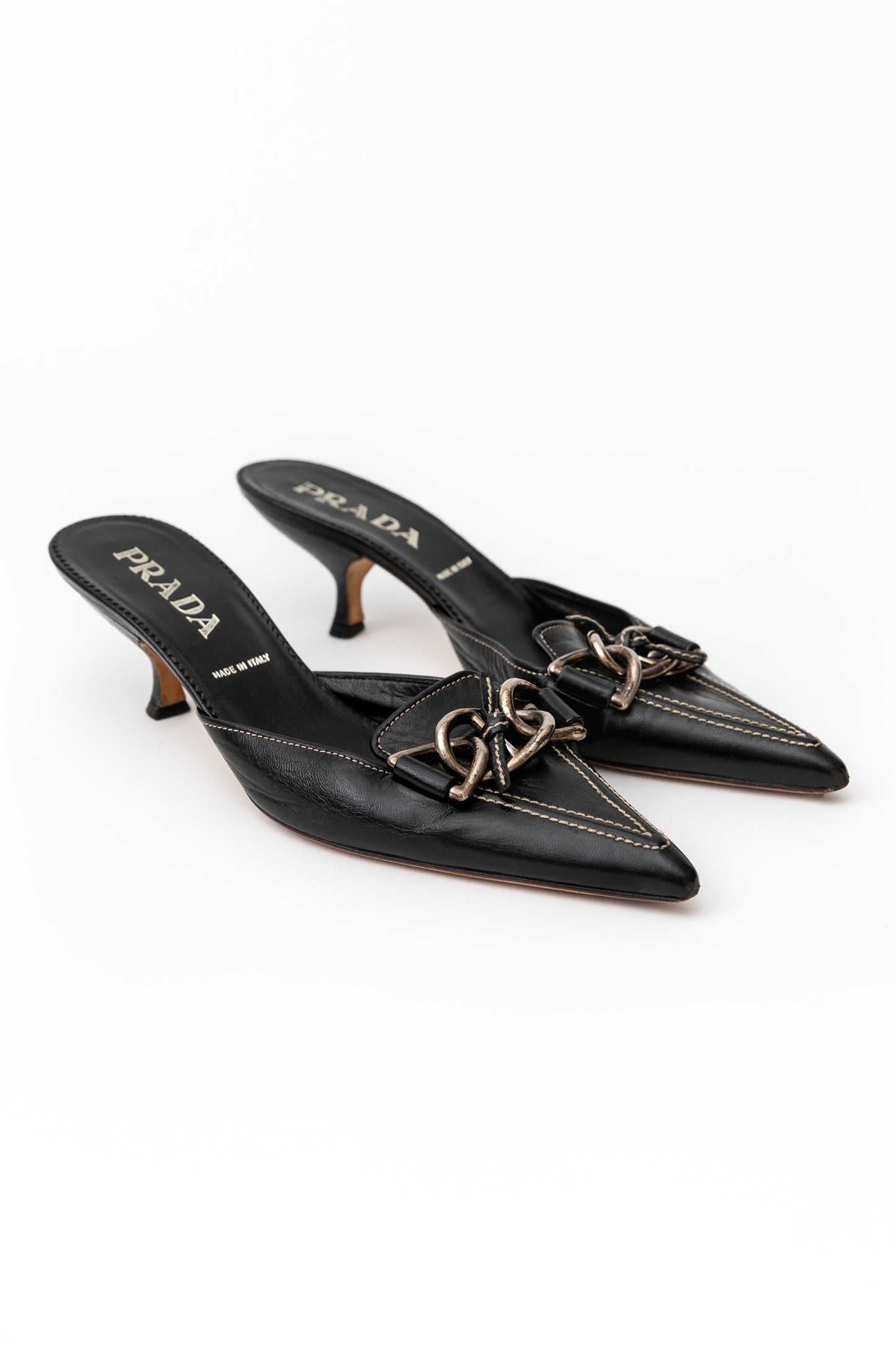 Prada Leather Buckle Mules (38.5)