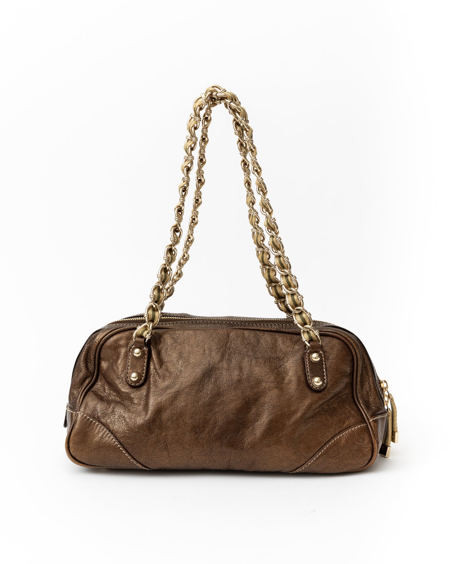 Gucci Leather Chain Bowler Bag