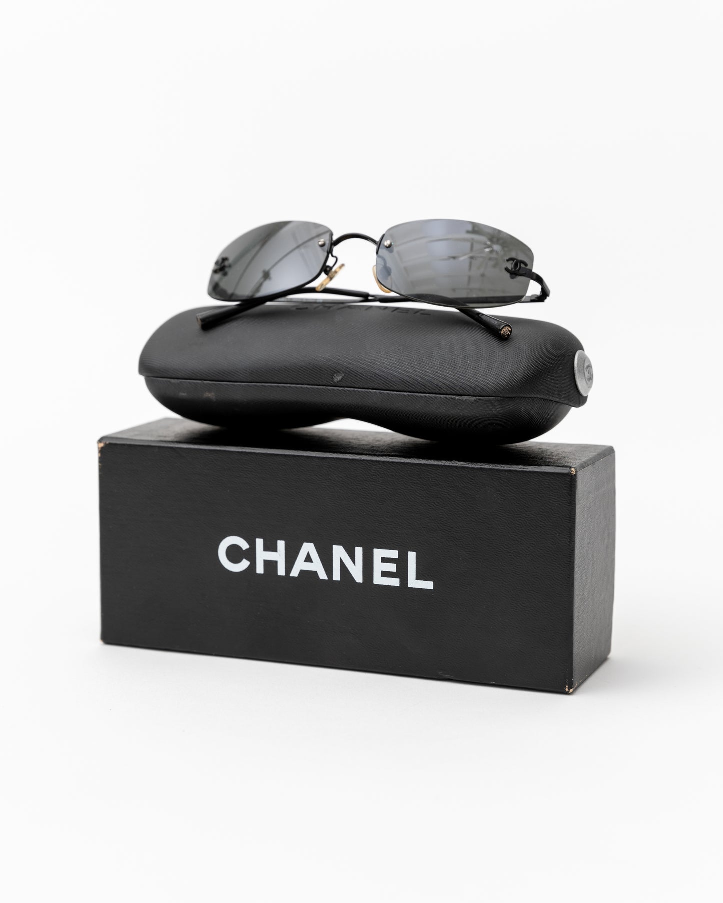 Chanel 90s Rimless Black Sunglasses