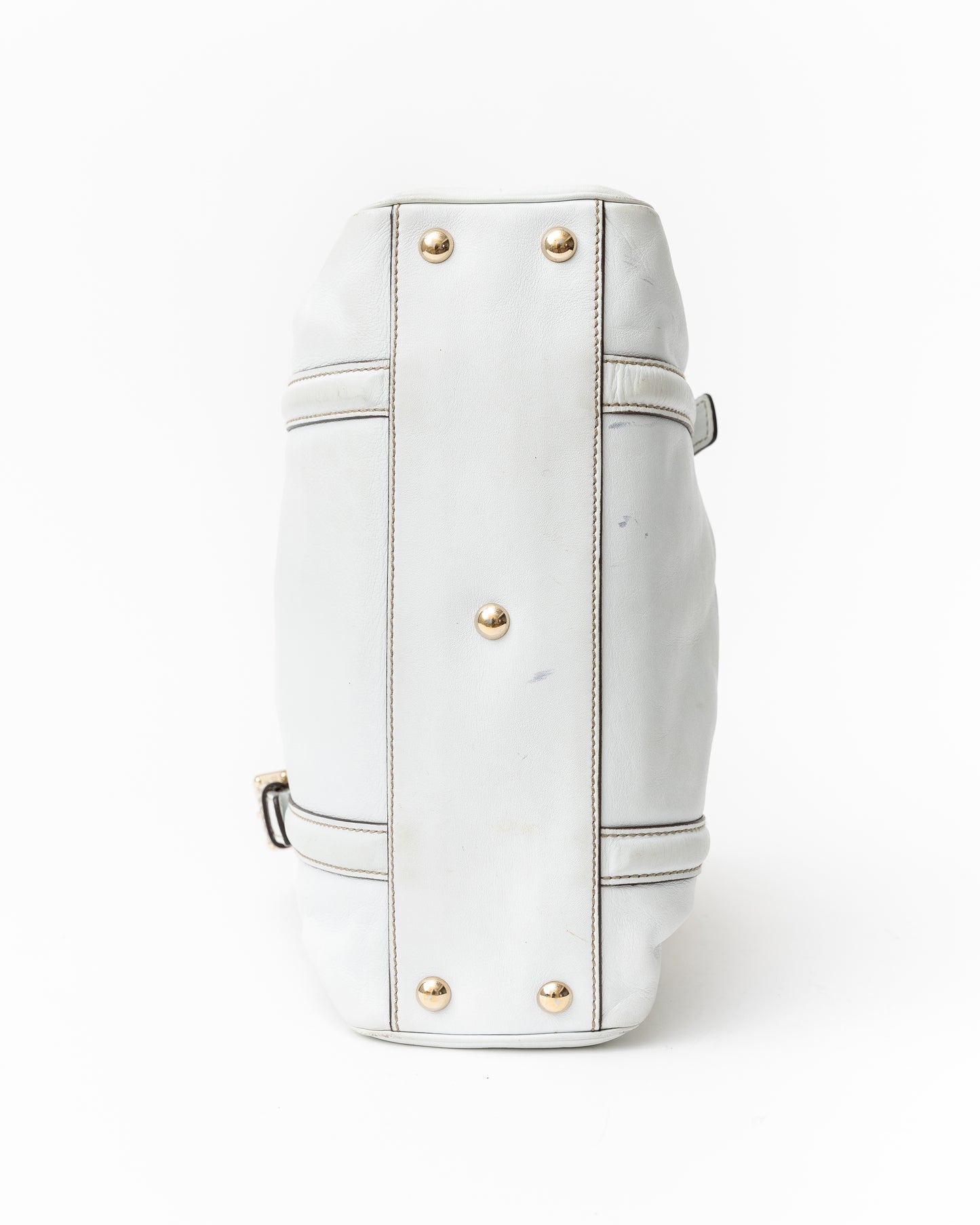 Gucci White Leather Bowler Bag