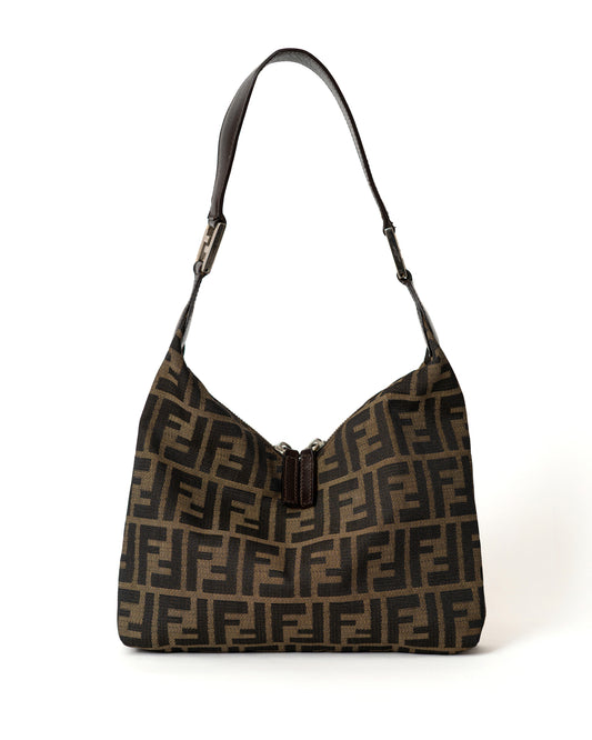 Fendi Zucca Double Zip Shoulder Bag