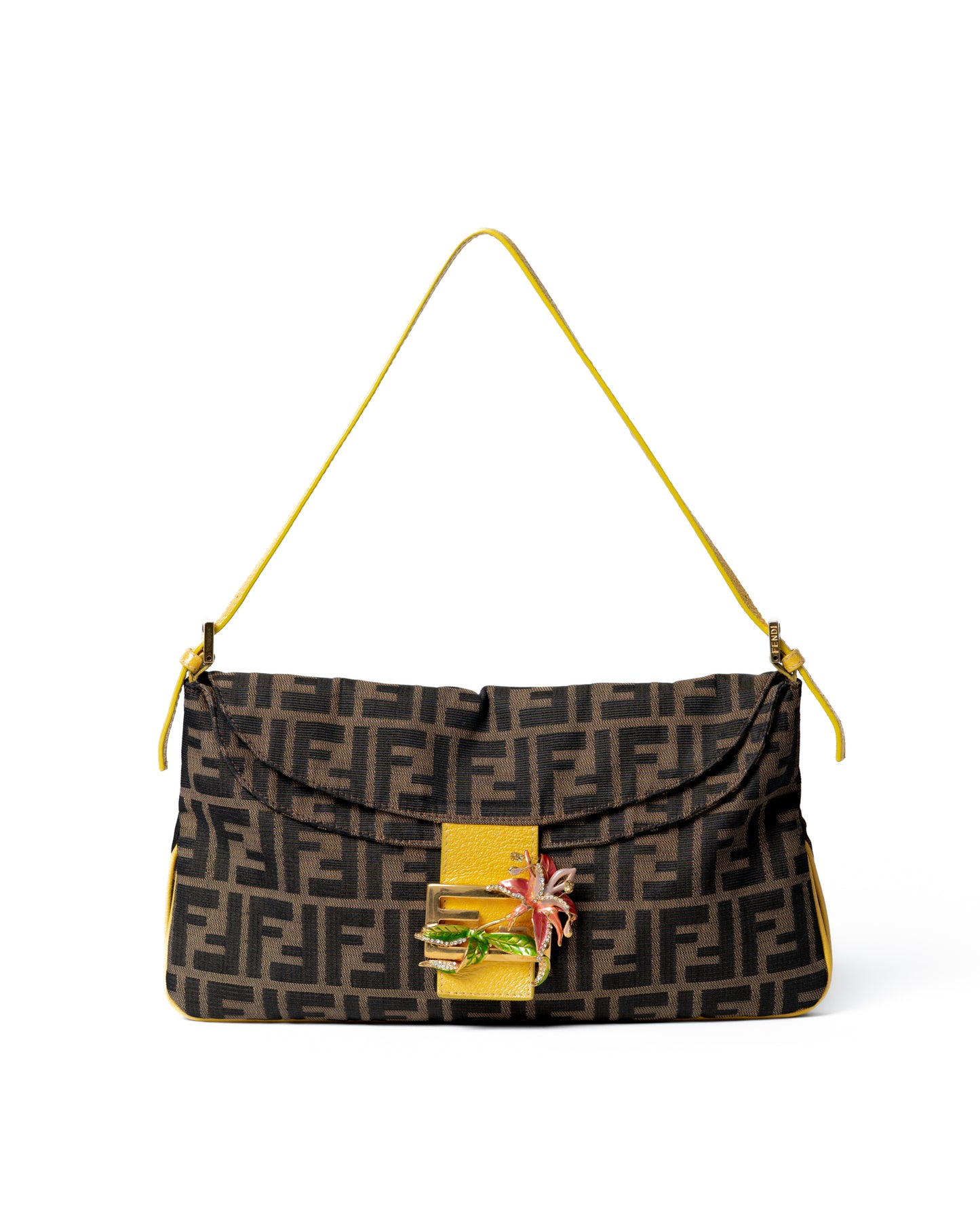 Fendi Zucca Flower Double Flap GHW