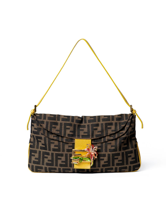 Fendi Zucca Flower Double Flap GHW