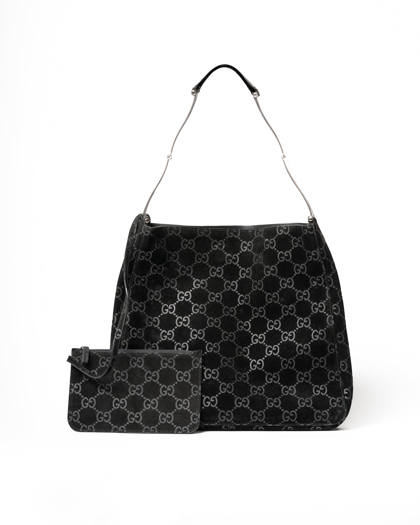 Gucci Monogram Suede Hobo Bag