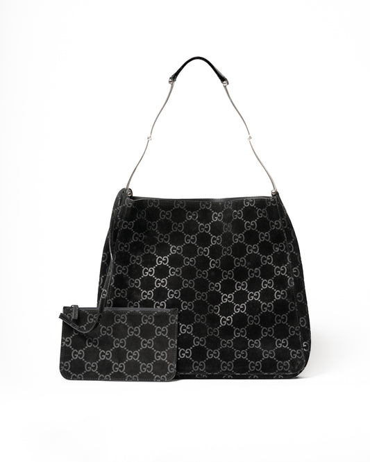 Gucci Monogram Suede Hobo Bag