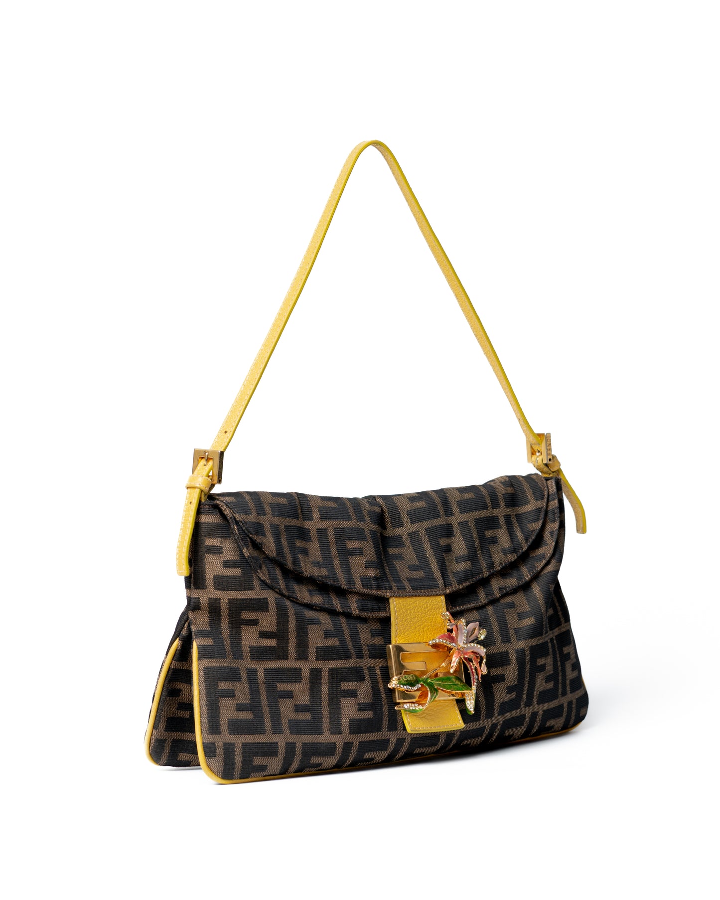Fendi Zucca Flower Double Flap GHW