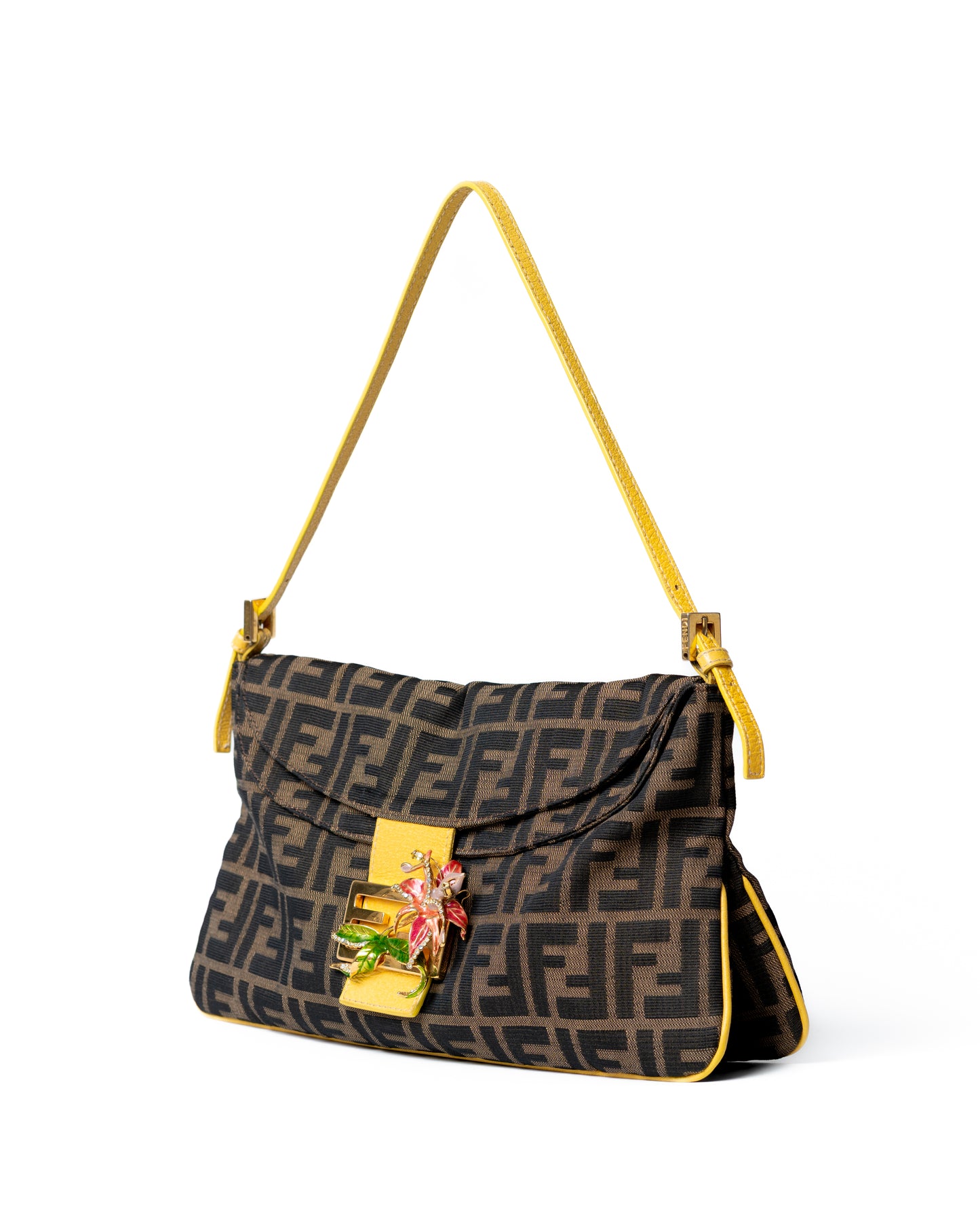 Fendi Zucca Flower Double Flap GHW