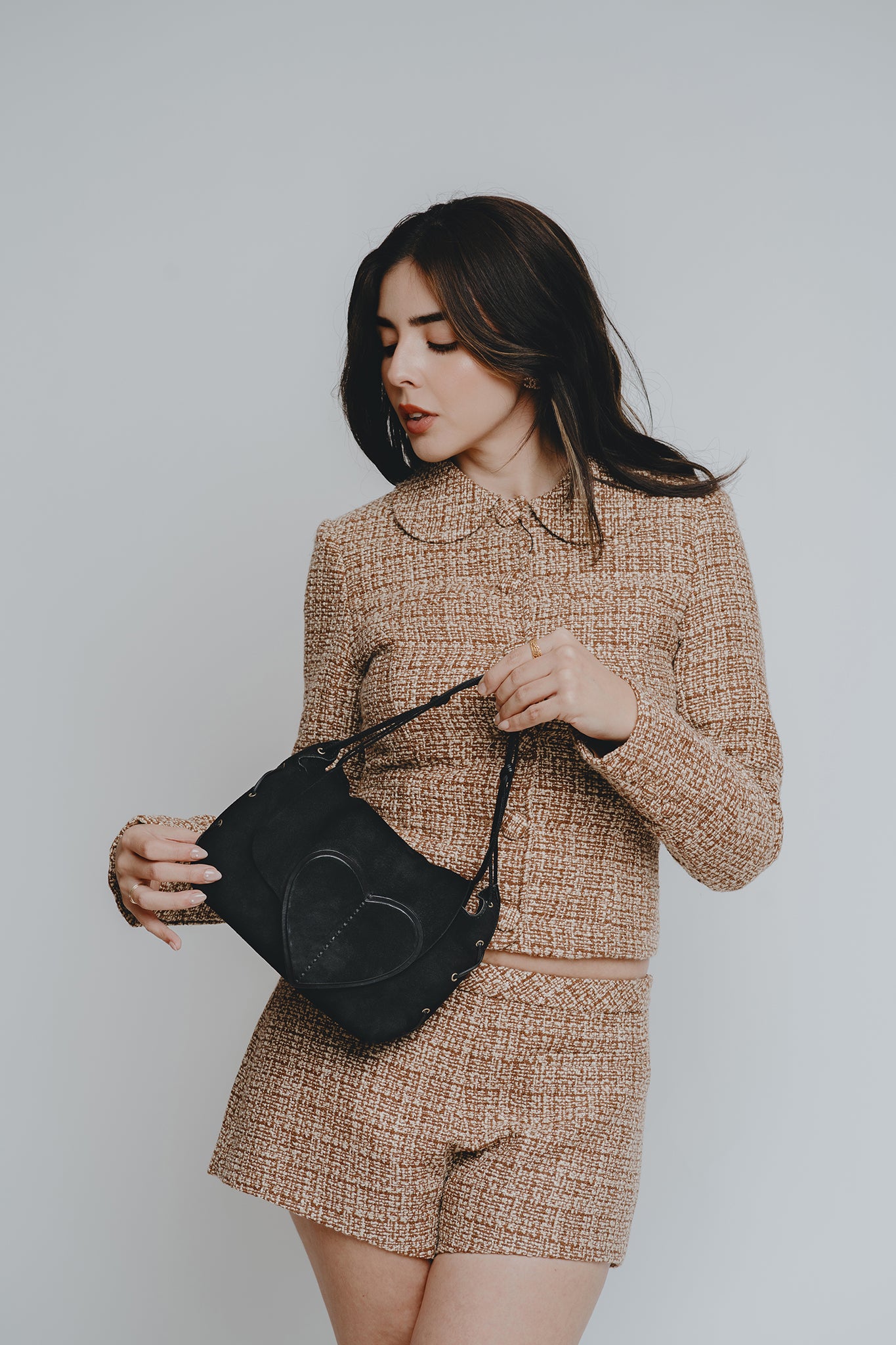 Gucci Black Suede Heart Bag GHW