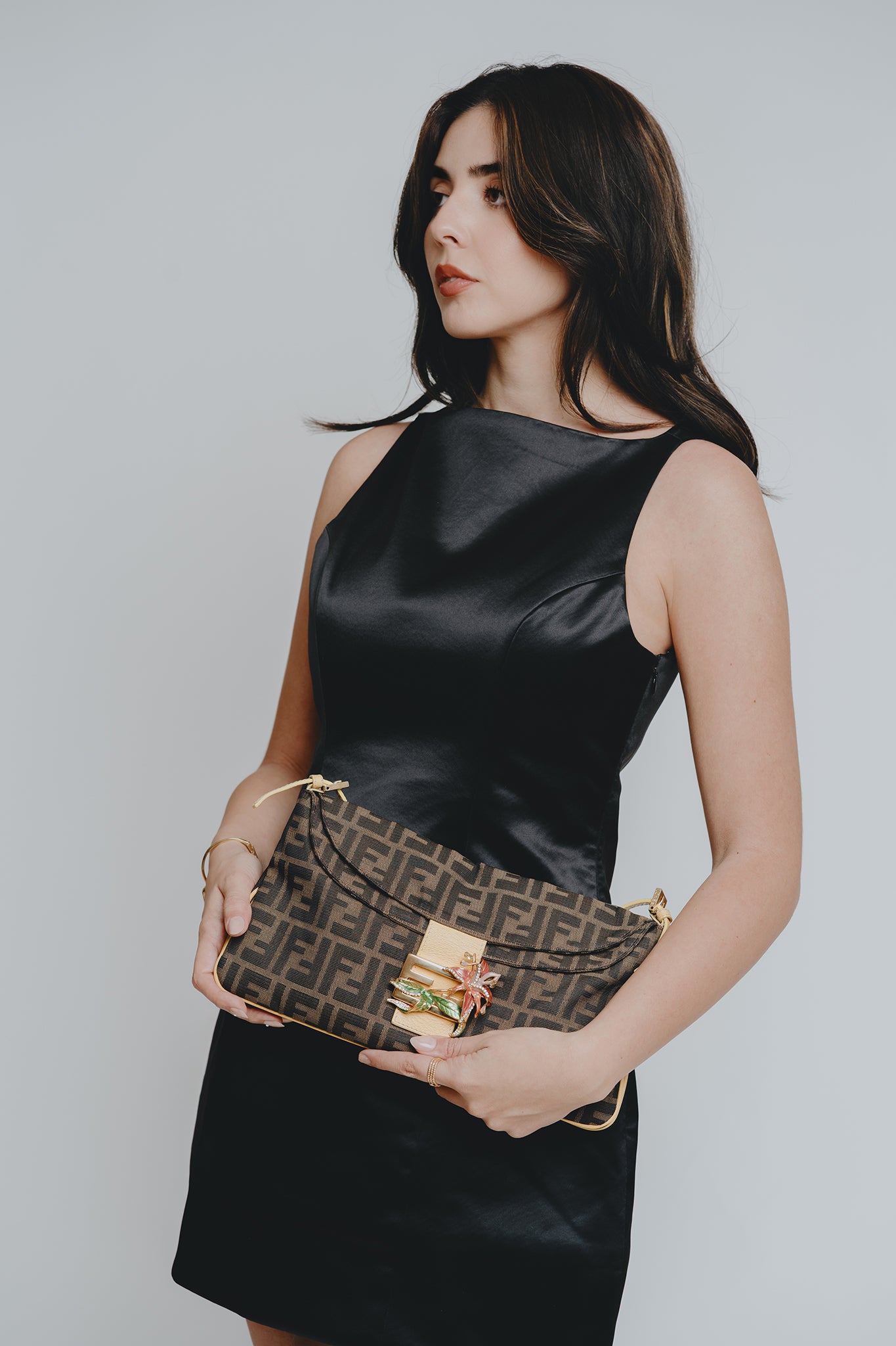 Fendi Zucca Flower Double Flap GHW