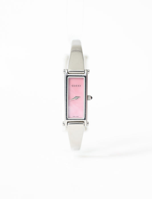 Gucci Silver 1500 Horsebit Pink Silver Watch