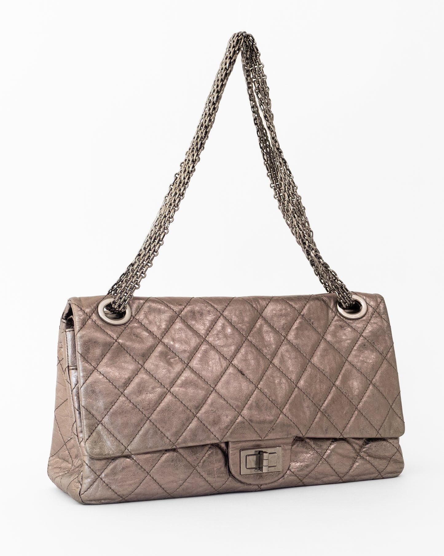Chanel Silver Quilted Flap Bag