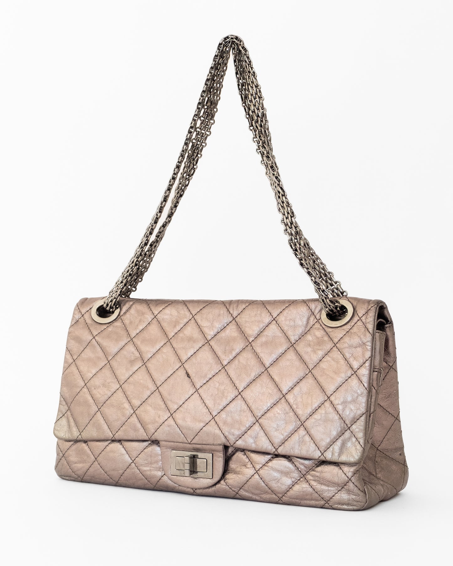 Chanel Silver Quilted Flap Bag
