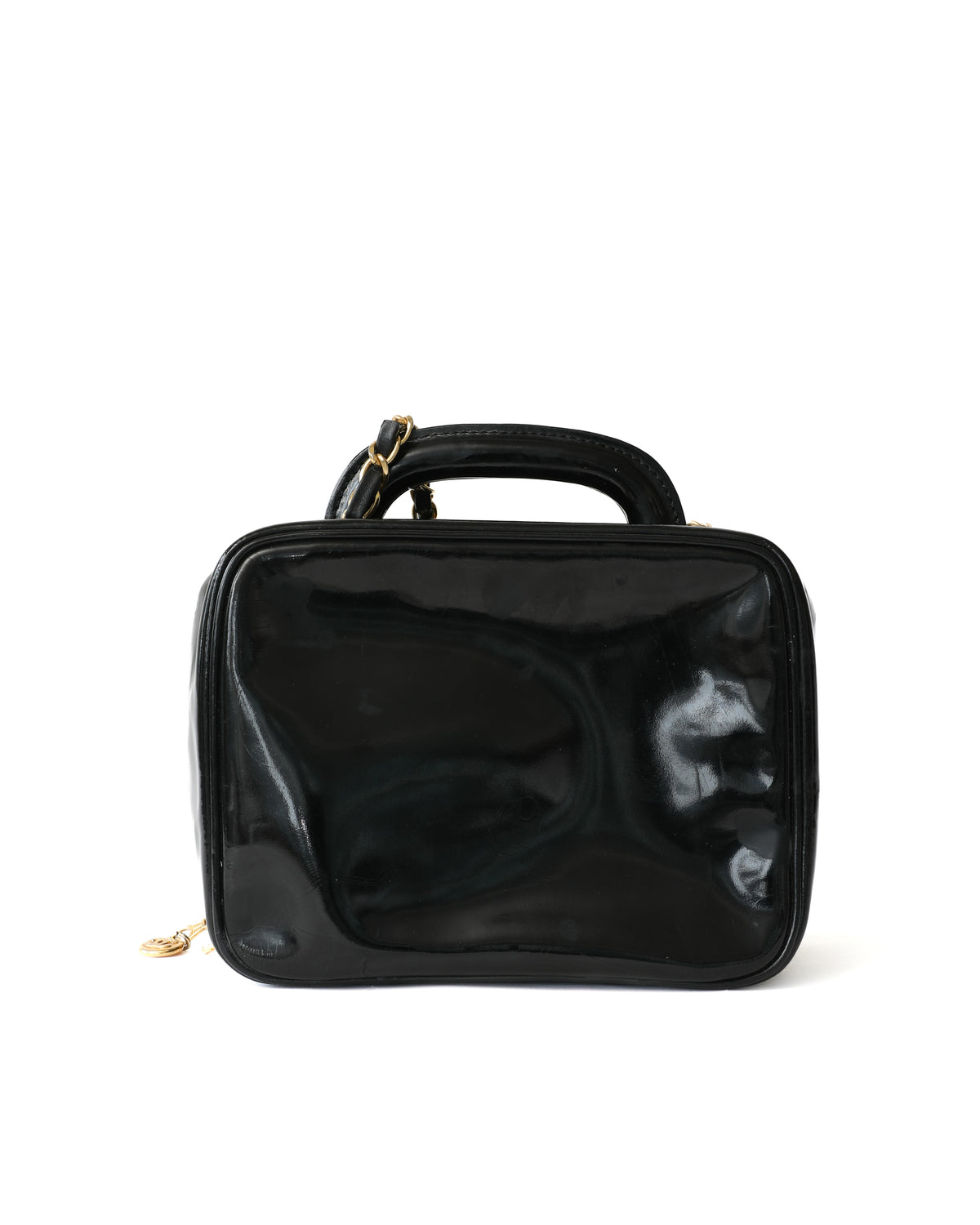 Chanel CC Black Patent Leather Vanity Bag