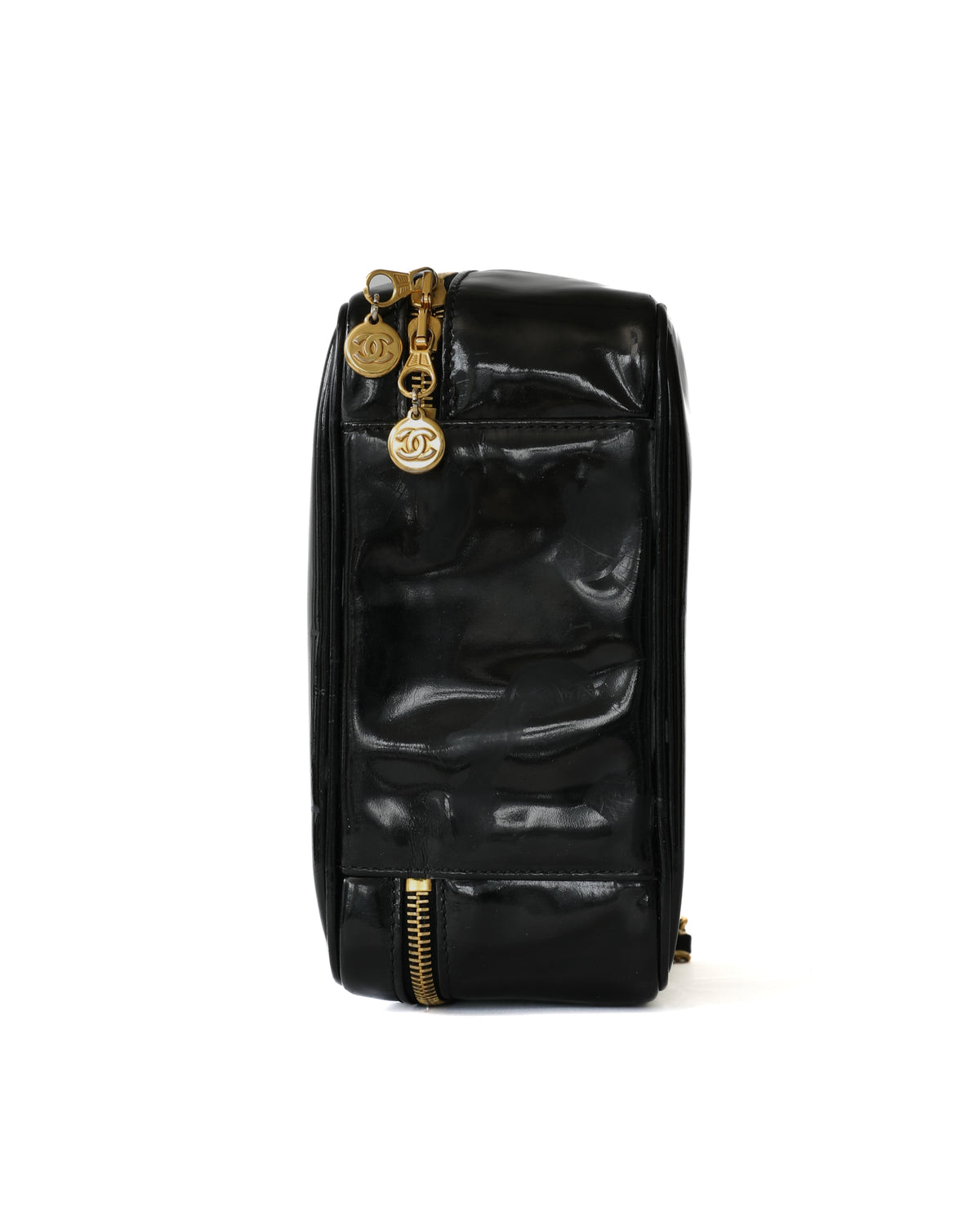Chanel CC Black Patent Leather Vanity Bag