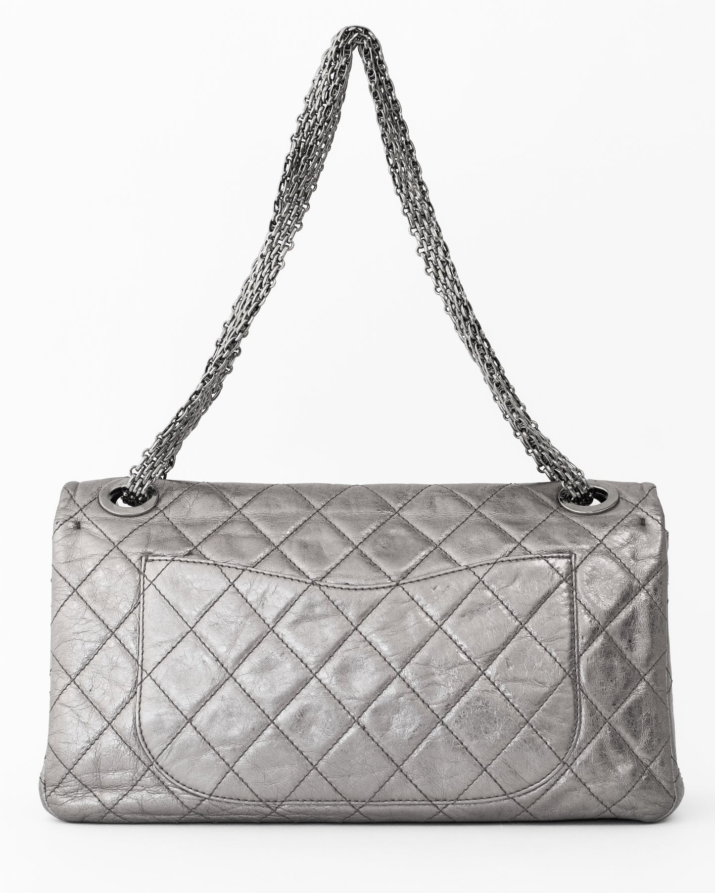 Chanel Silver Quilted Flap Bag