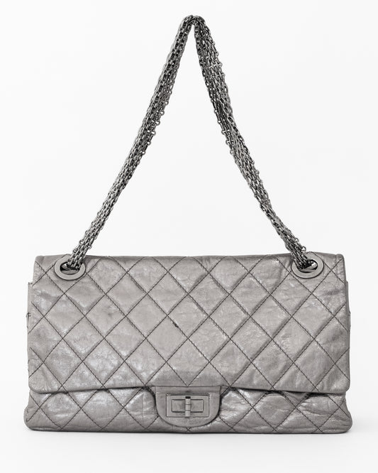 Chanel Silver Quilted Flap Bag