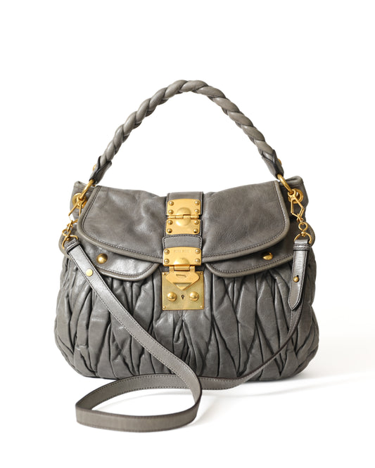 Miu Miu Vitello Gray Crossbody Bag