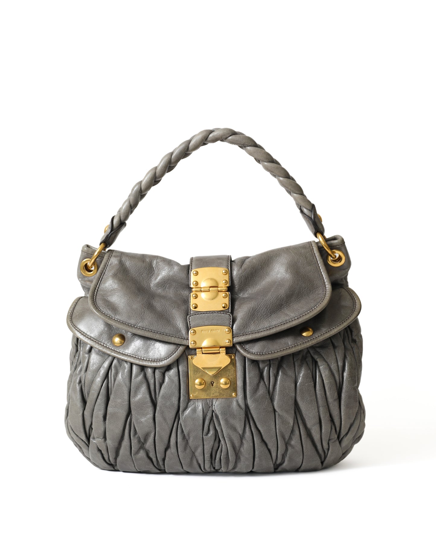 Miu Miu Vitello Gray Crossbody Bag