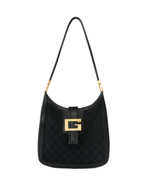Gucci G Monogram Black Shoulder Bag