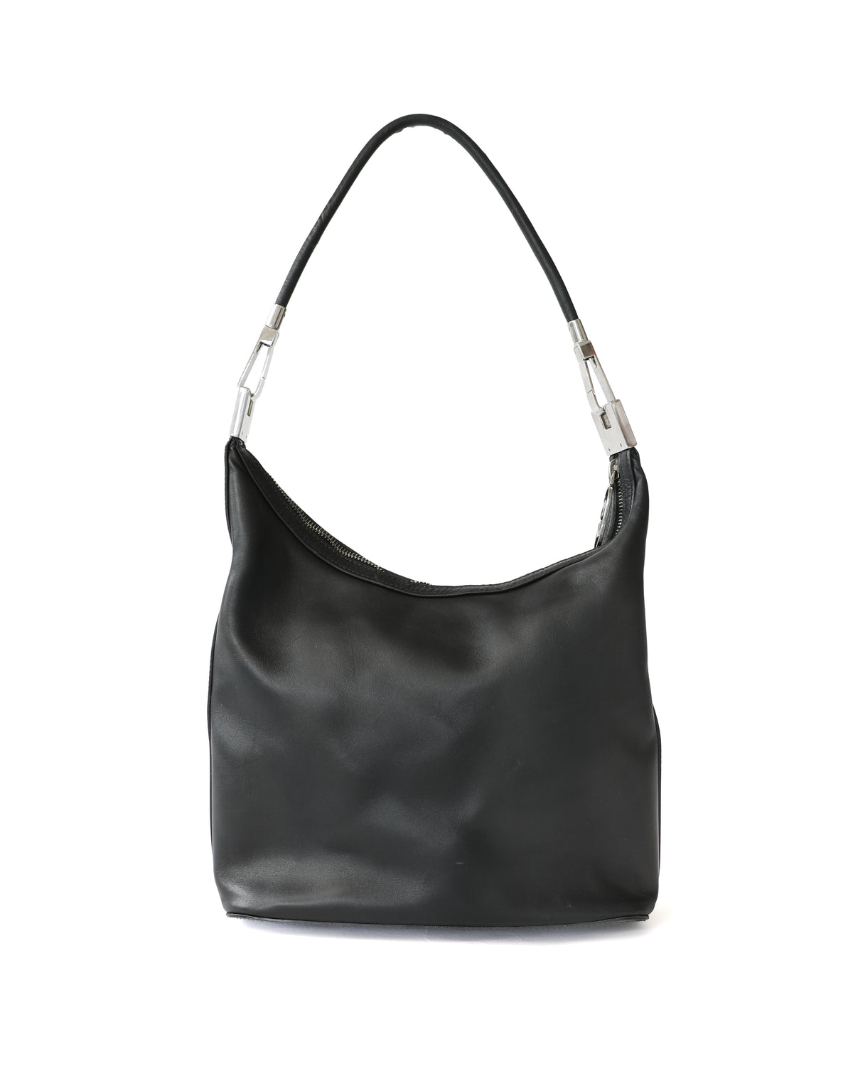 Gucci Black Leather GG Zip Hook Bag