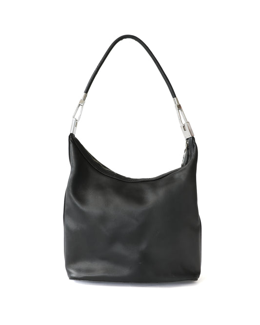 Gucci Black Leather GG Zip Hook Bag